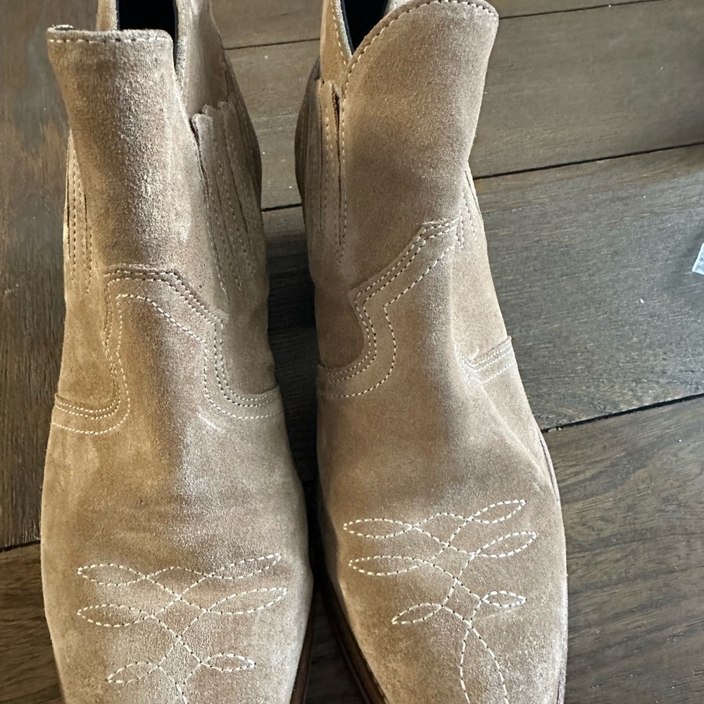 All Saints Tan Suede Ankle Booties